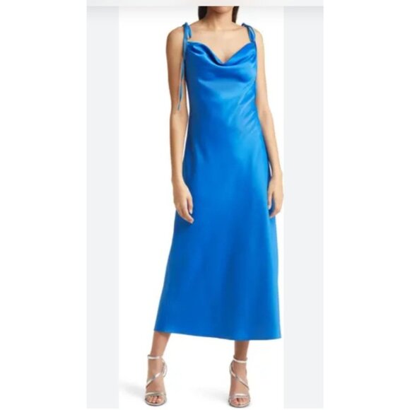 Wayf Dresses & Skirts - WAYF Womens Blue Cowl Neck Maxi Dress Size XXL